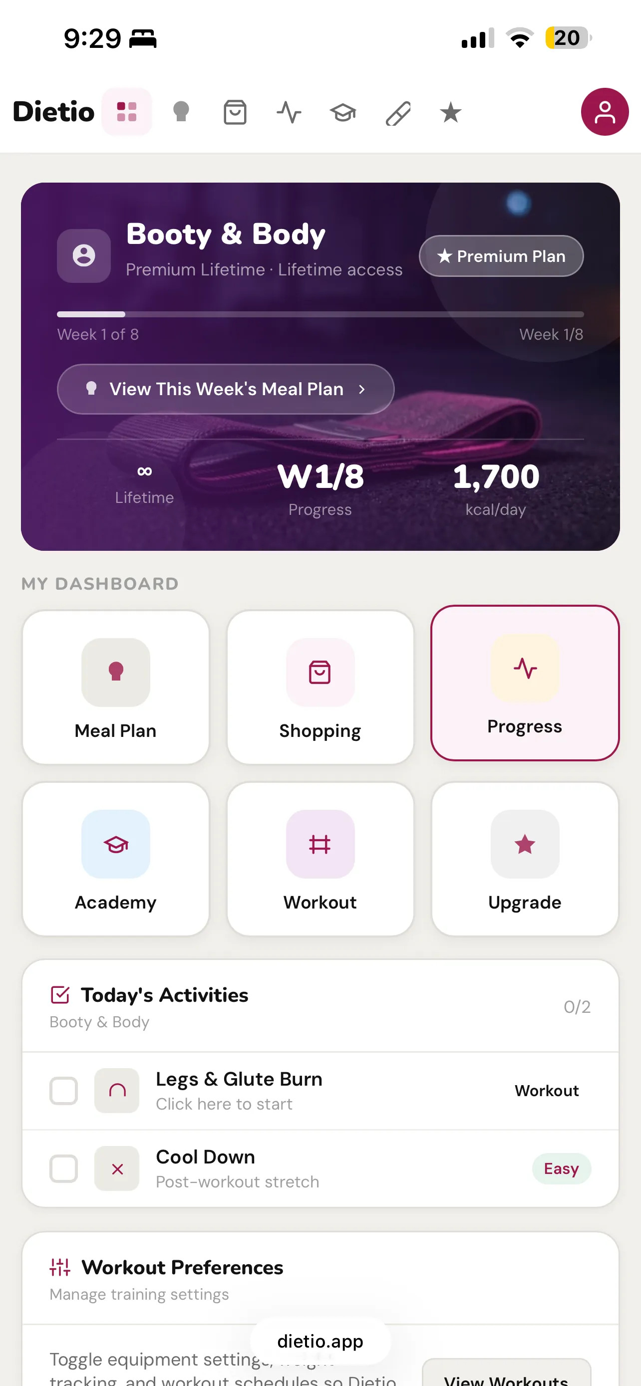 Dietio Booty Dashboard