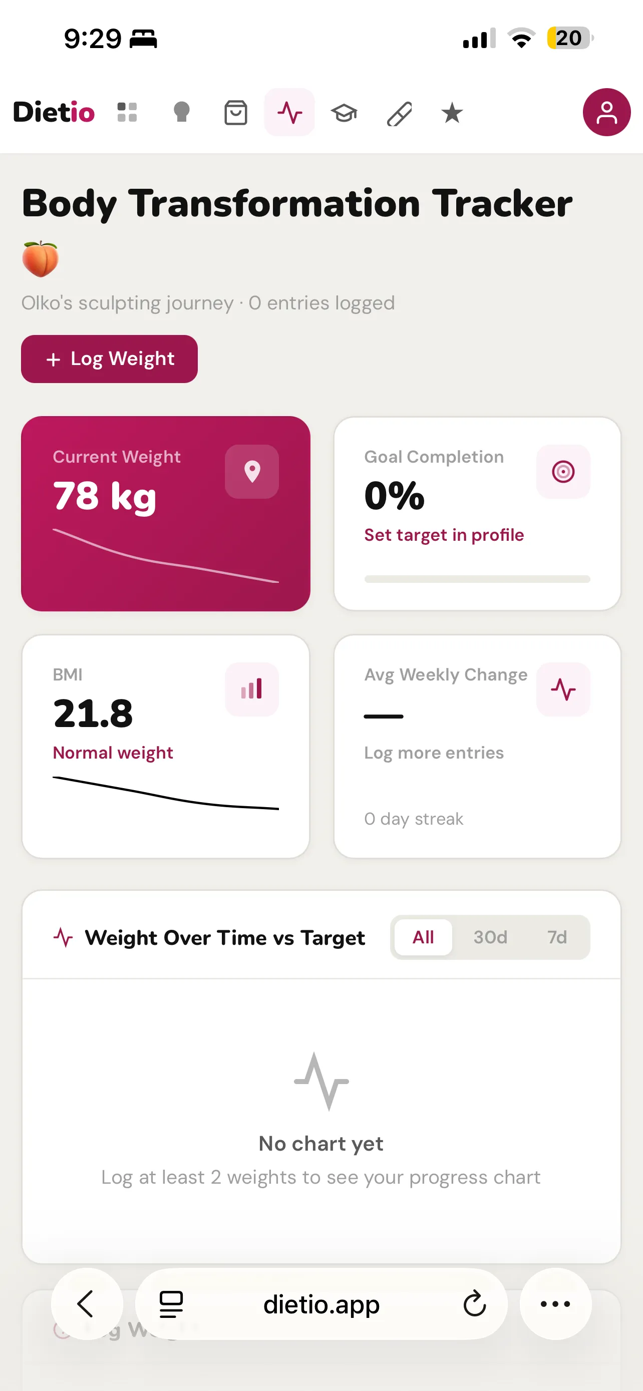 Dietio Booty Progress Page