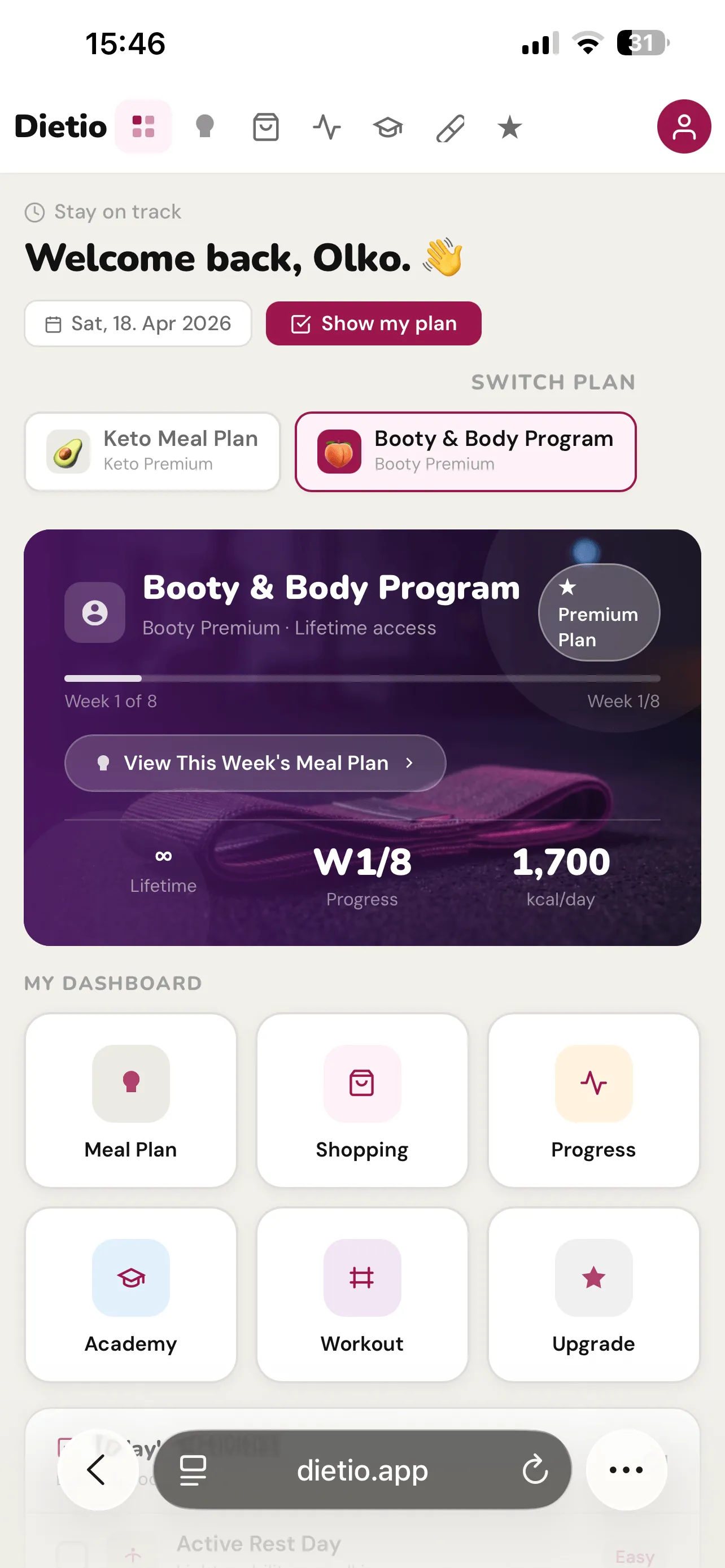 Dietio Dashboard