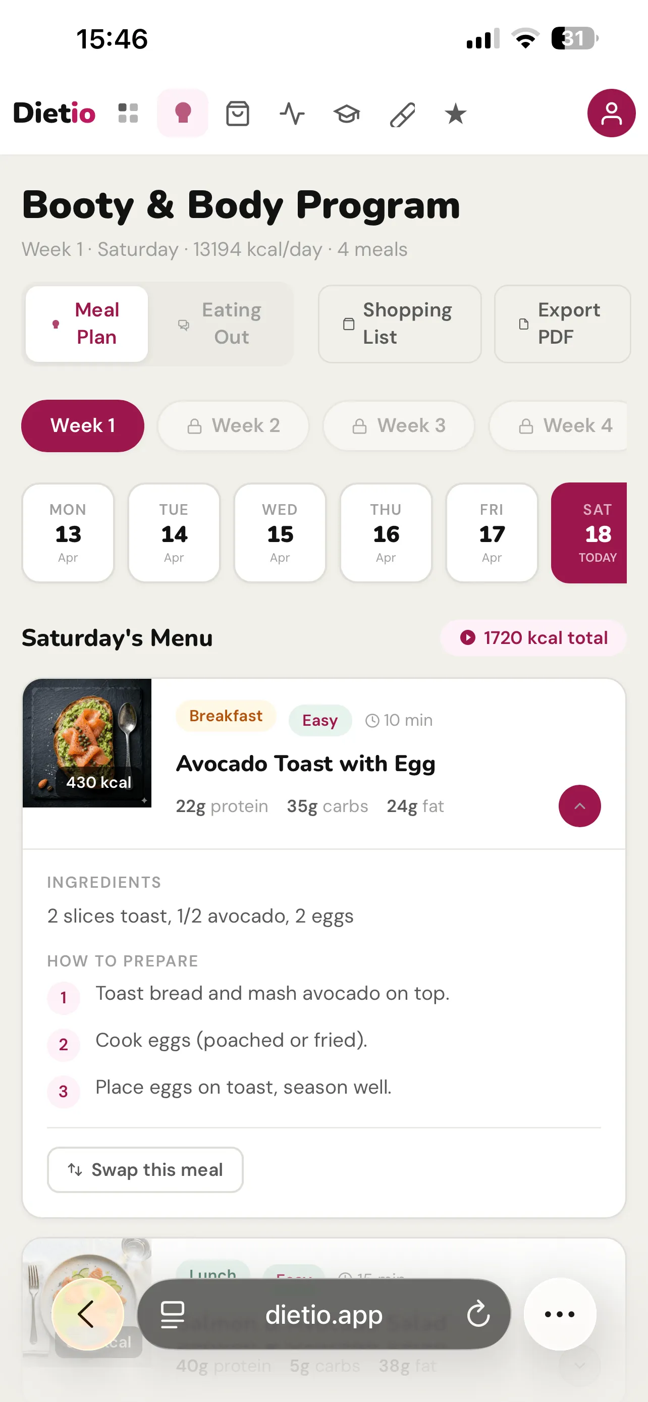Dietio Meal Plan