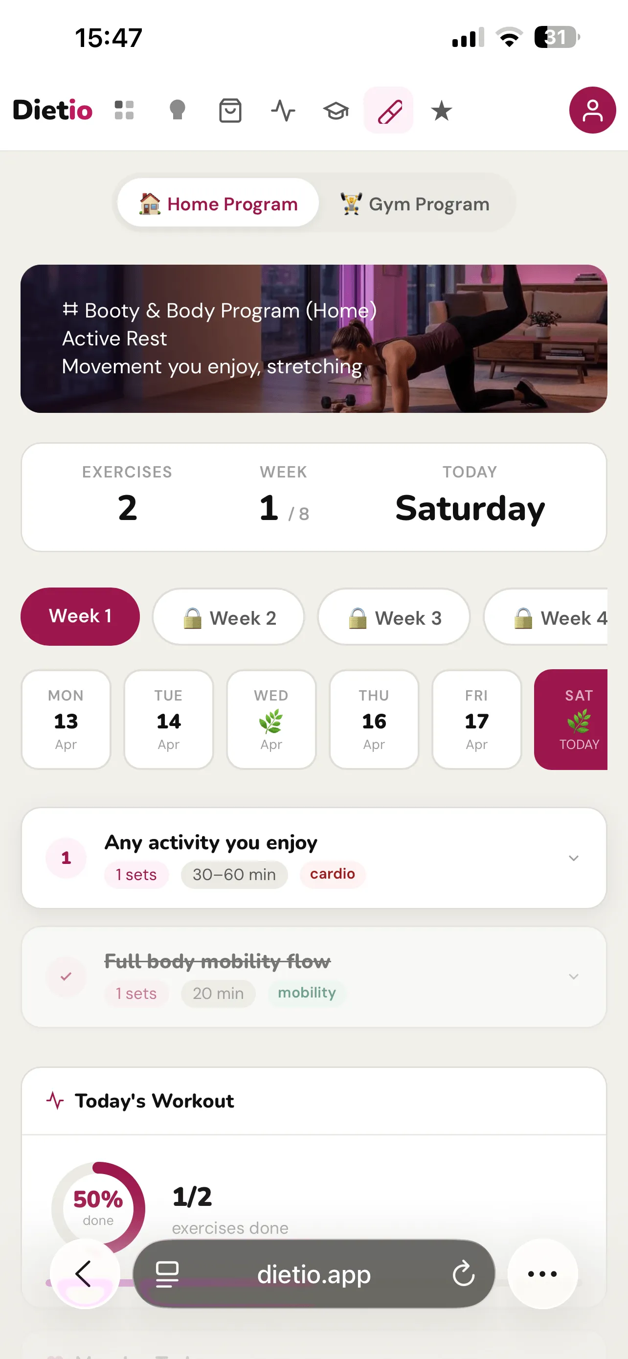 Dietio Workout Plan